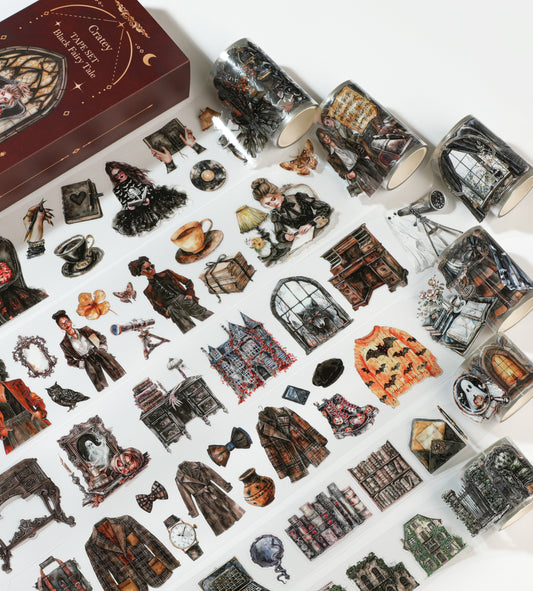Cratey Pet Tape - Alternative Washi Tape, Scrapbooking Ideas Pre-Cut Patterns 6 Rolls Gothic Diablo Style