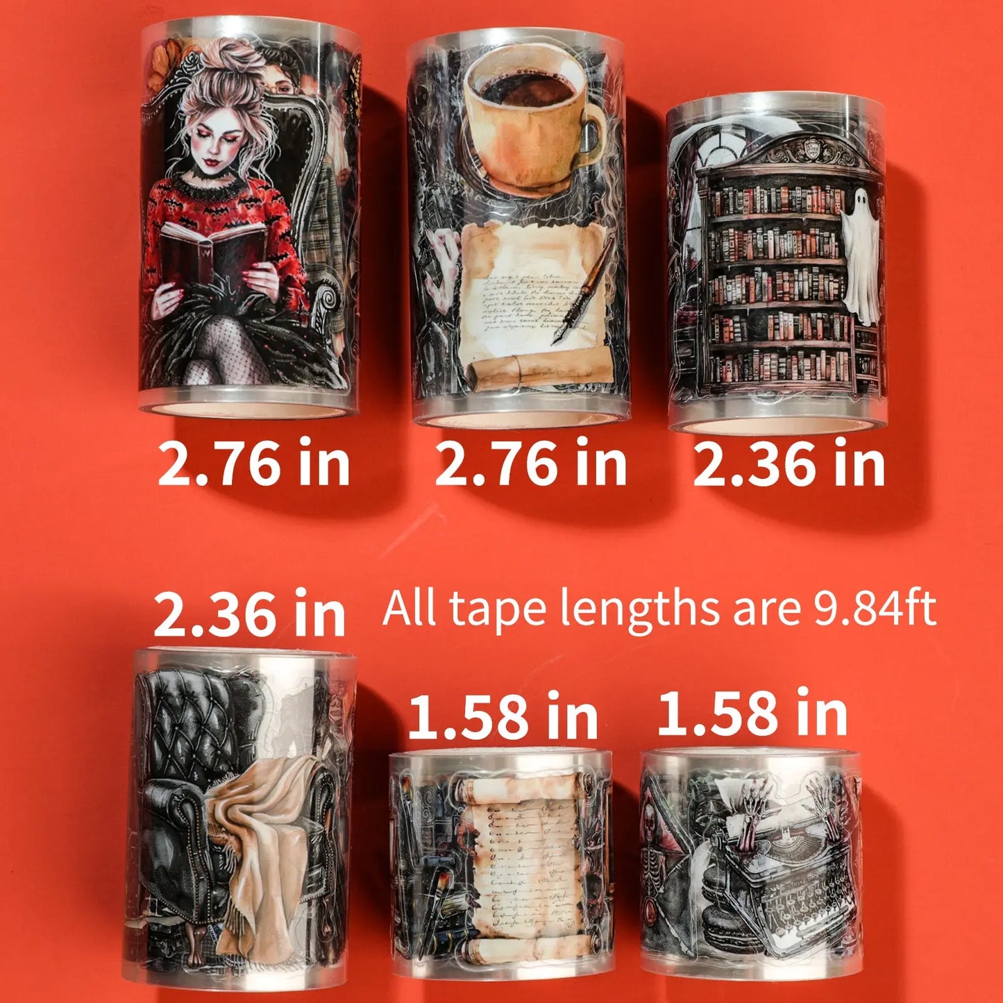 Cratey Pet Tape - Alternative Washi Tape, Scrapbooking Ideas Pre-Cut Patterns 6 Rolls Gothic Diablo Style Cratey
