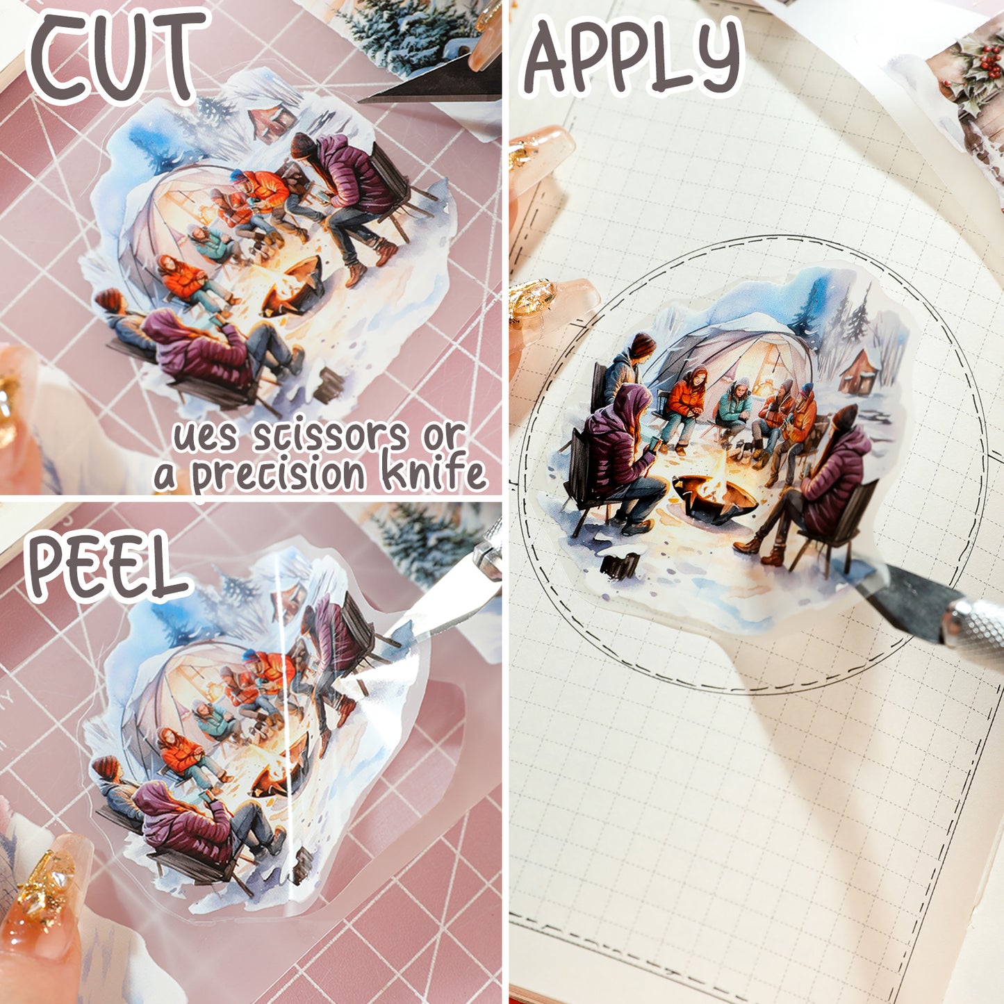 Cratey Winter PET Washi Tapes for Journaling, Scrapbooking & Crafting. Cut & Use as Christmas Ice Theme Stickers in Your Junk Journals, Crafts, or Planners
