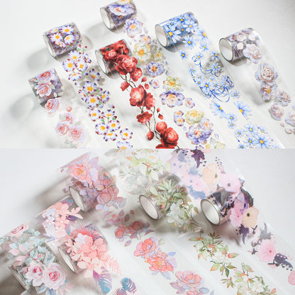 Cratey Floral Washi Tape Set - 12 PET & Washi Tapes for Journaling Stickers, Scrapbooking Supplies, Planner, Bullet Journals,Arts & Crafts. Use as Stickers