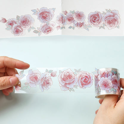 Cratey Floral Washi Tape Set - 12 PET & Washi Tapes for Journaling Stickers, Scrapbooking Supplies, Planner, Bullet Journals,Arts & Crafts. Use as Stickers