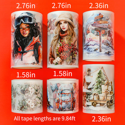Cratey Winter PET Washi Tapes for Journaling, Scrapbooking & Crafting. Cut & Use as Christmas Ice Theme Stickers in Your Junk Journals, Crafts, or Planners
